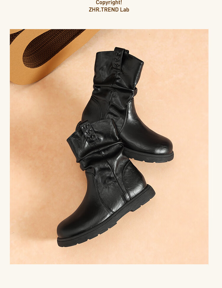 ZHR Women's Thick-Soled Ankle Boots 2025 New Winter Flat Plush Thickened Northeast Martin Boots Fashionable Short Boots 11
