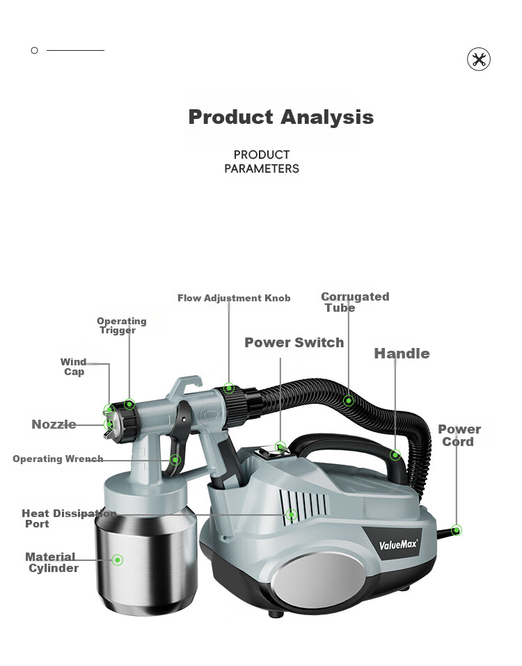 ValueMax Electric Spray Gun, Paint Sprayer for Latex Paint, Painting Tool, 1200W Detachable Spray Gun with High Atomizatio 11