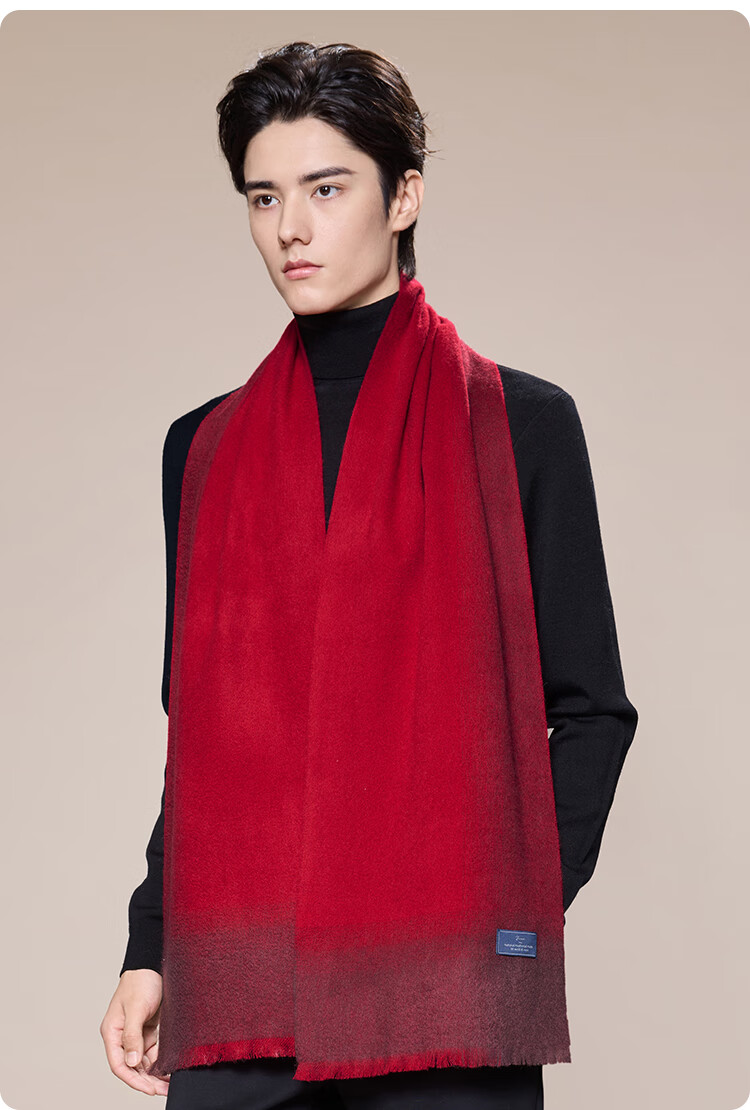 JIUMU Pure Wool Scarf for Men Autumn Winter Warm Neck Warmer Gift Box for Father's Day Birthday 17