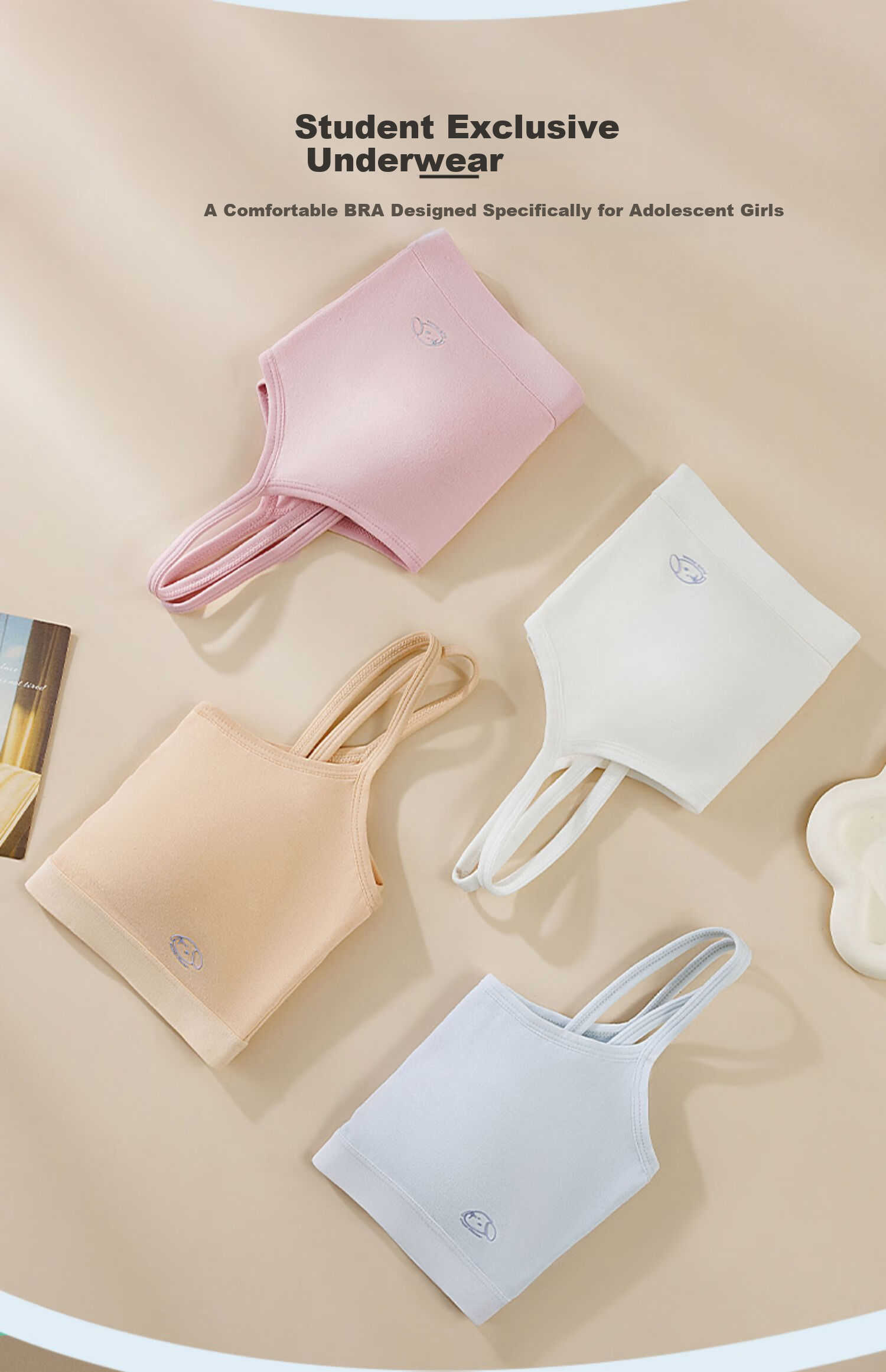 Ziyouxi Girls' Underwear, Puberty Student Bra, Middle School Girls' Second Stage Sports Anti-Shock Bra, Camisole 14