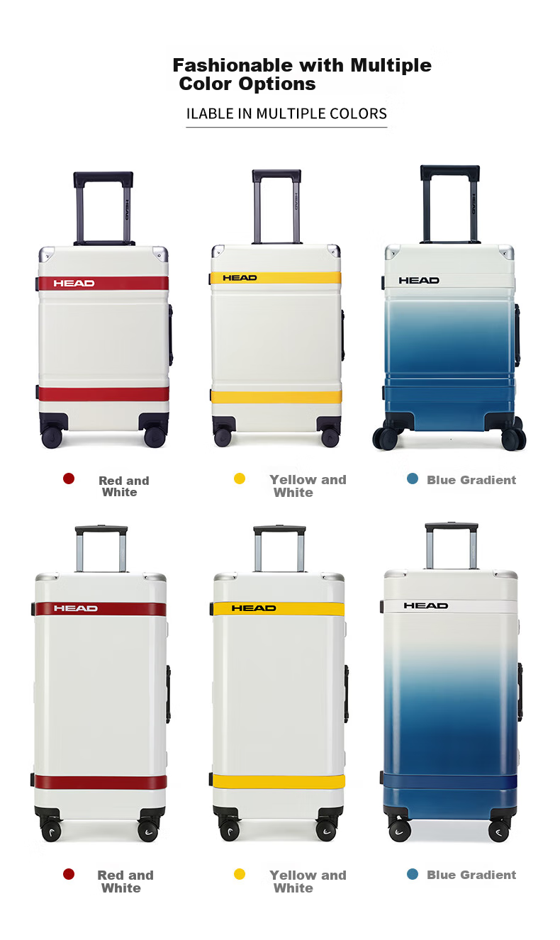 HEAD Aluminum Frame Suitcase for Men And Women, 28-Inch Password Lock Luggage, White And Yellow Color, 28 Inches 16