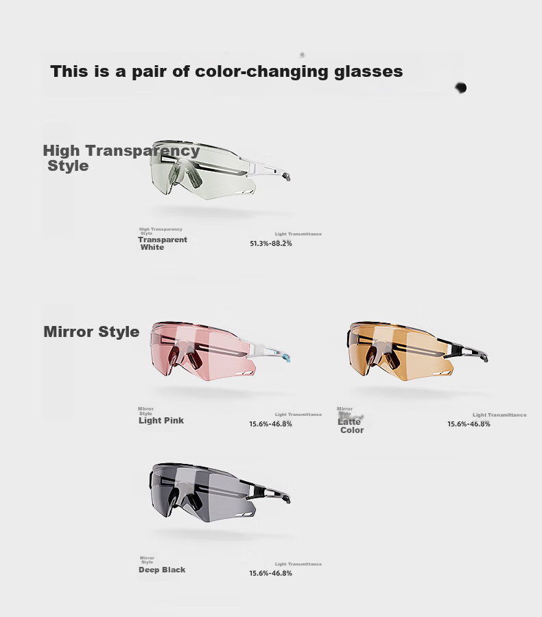 ACRUNU Cycling Glasses, Professional Photochromic Goggles, Day And Night Use, Bicycle Sunglasses, Road Bike Glasses, Deep Black 8