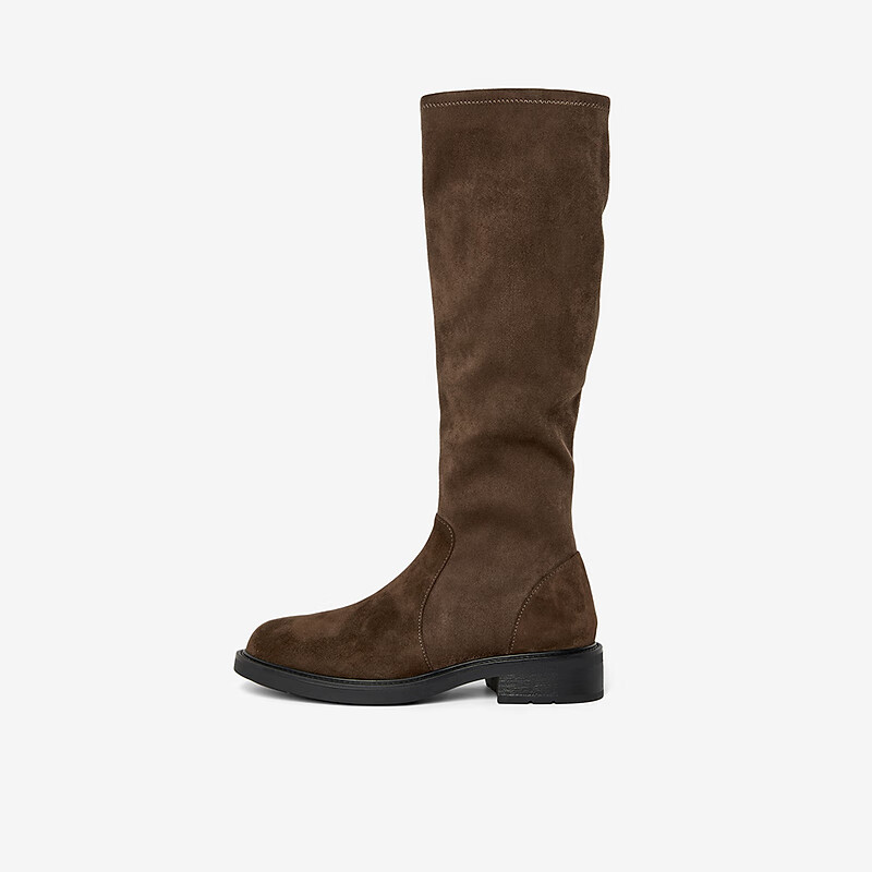 Bata Slim Fit Women's Boots 2025 Winter Slim Elastic Thick Heel Knee-High Boots 67053DG5 Brown Size 35