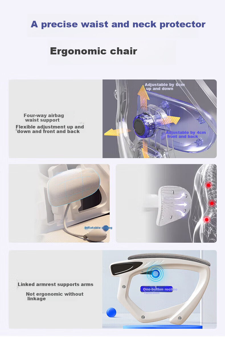 Quanpinwu Computer Chair, Home Ergonomic Chair, Office Chair with Backrest, Swivel Chair for Study, Executive Chair, Gaming Chair for E-Sports 2