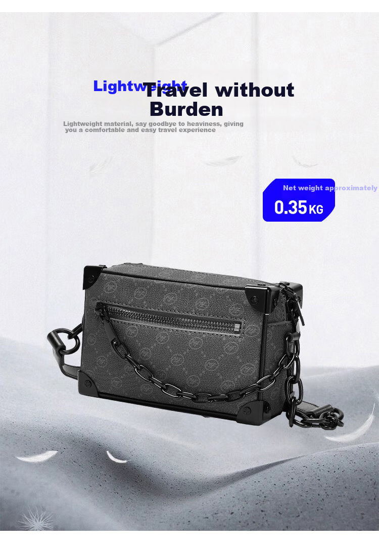 MARK FAIRWHALE Premium Men's Crossbody Bag, Vintage Pattern Chain Bag, Men's Shoulder Bag for Commuting, Portable Phone Bag, Small Messenger Bag 6