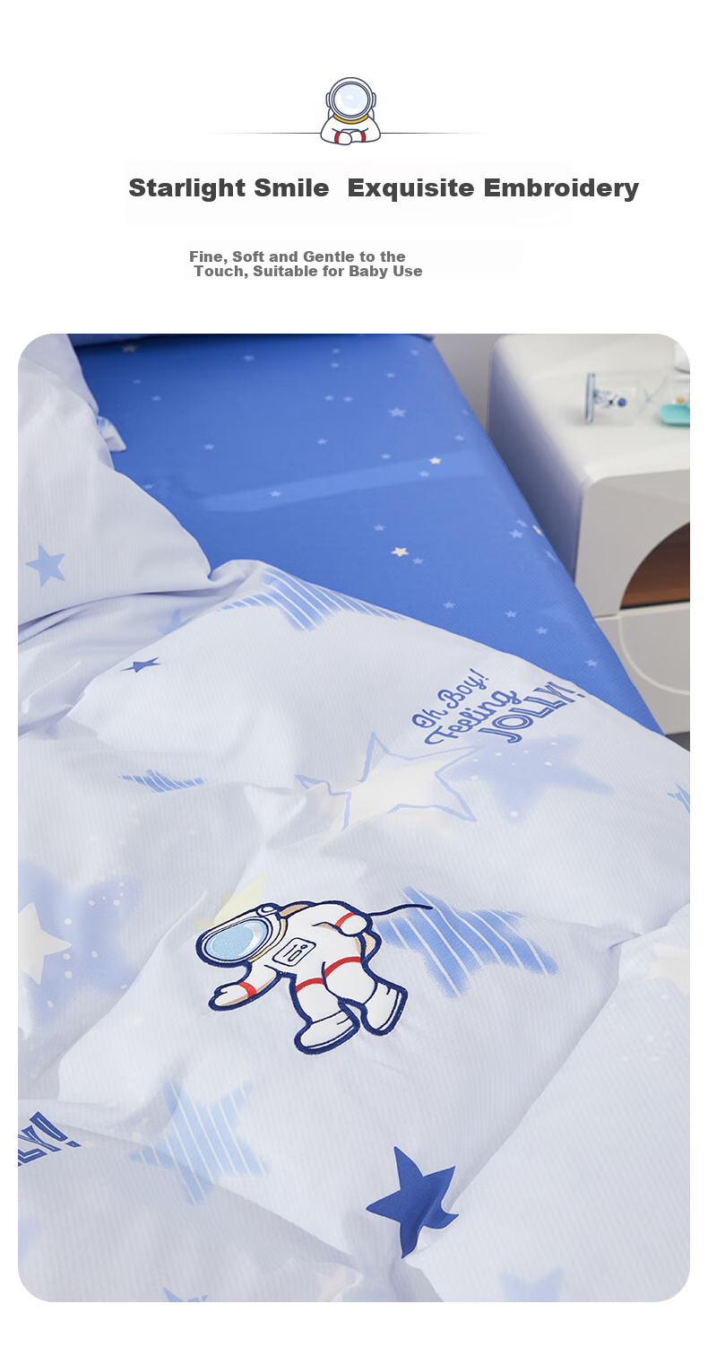 MERCURY Kids Three-Piece Bedding Set for Mother And Baby, Class A Pure Cotton Duvet Cover, Bed Sheet, Quilt Cover, Pillowcase, Single Student Dormitory Antibacterial Set, 150*210cm 2