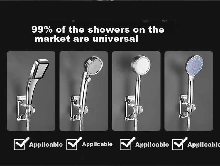 Baizi Shower Head Holder, 304 Stainless Steel, No Drilling Required, Adjustable Spray Angle, Base 5