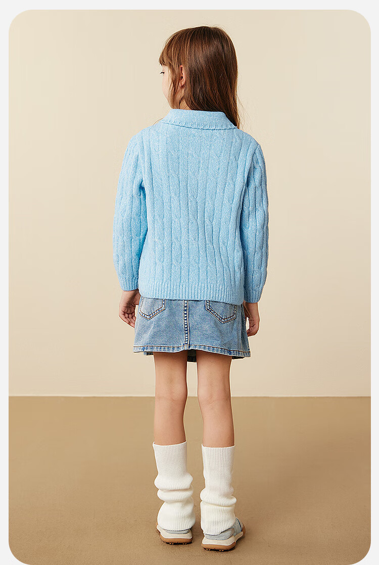 Minibala Kids Girls Mother-Daughter Sweater 2025 Winter Sweet College Style Polo Collar Knitwear 6
