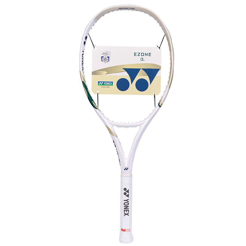 YONEX Tennis Racket, Shanghai Masters Co-Branded Full Carbon 08EZONE AL White/gold G2, Pre-Strung at 54 Pounds