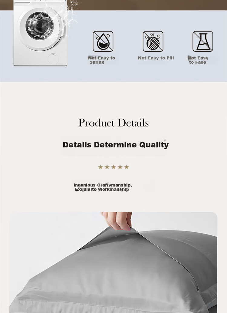 Yuanshenghuo Pure Cotton Pillowcase, Single Size 60% Cotton Pillow Cover, 48*74cm, Gray, Single Piece 10