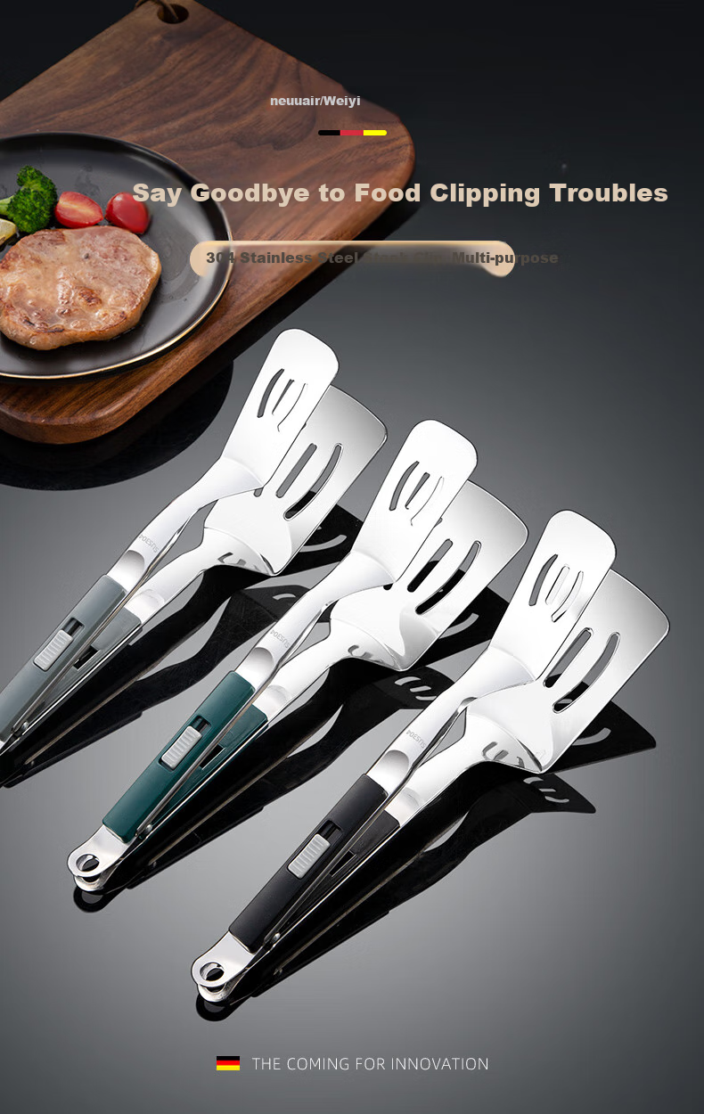 Newair 304 Stainless Steel Tongs, Food Clamps for Steak, Fish Spatula, Meat Tongs for Barbecue, Kitchen Heat-Resistant Food Clamps 1