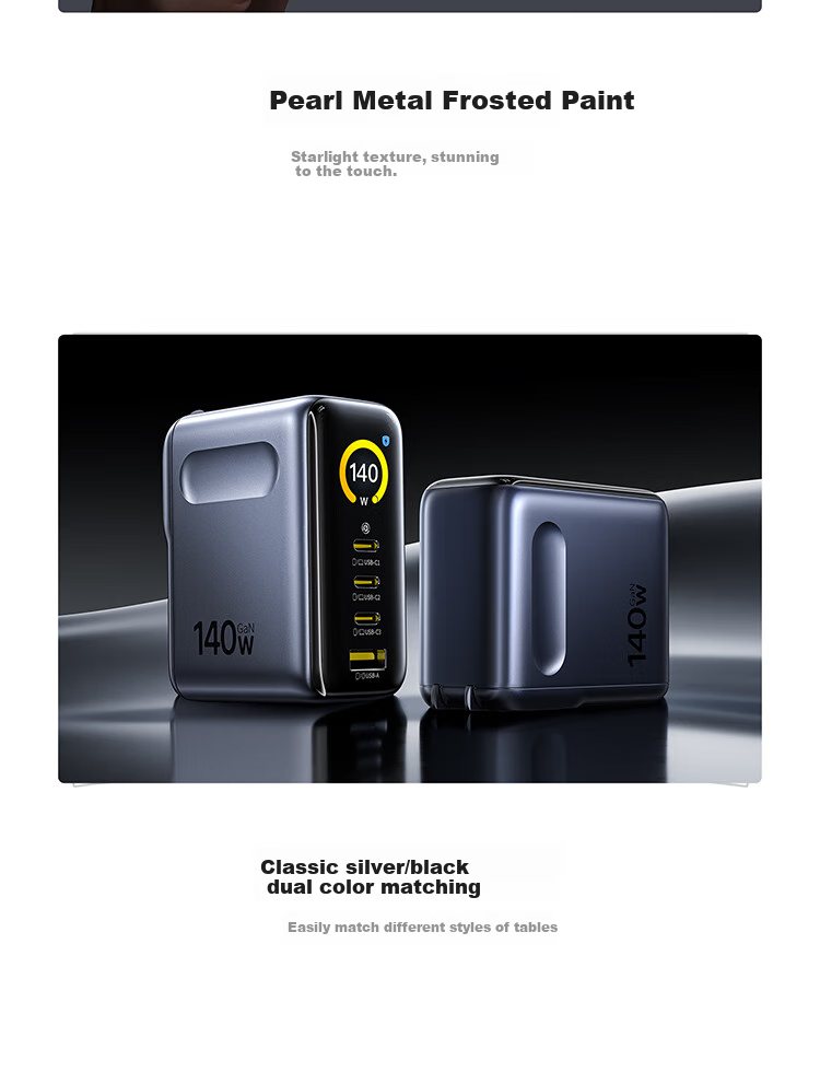 Baseus 140W GaN Charger Set with Display, Type-C Multi-Port PD Fast Charging 100W Phone Charger for Laptops And IPhone 17 Xiaomi 120W Silver 23
