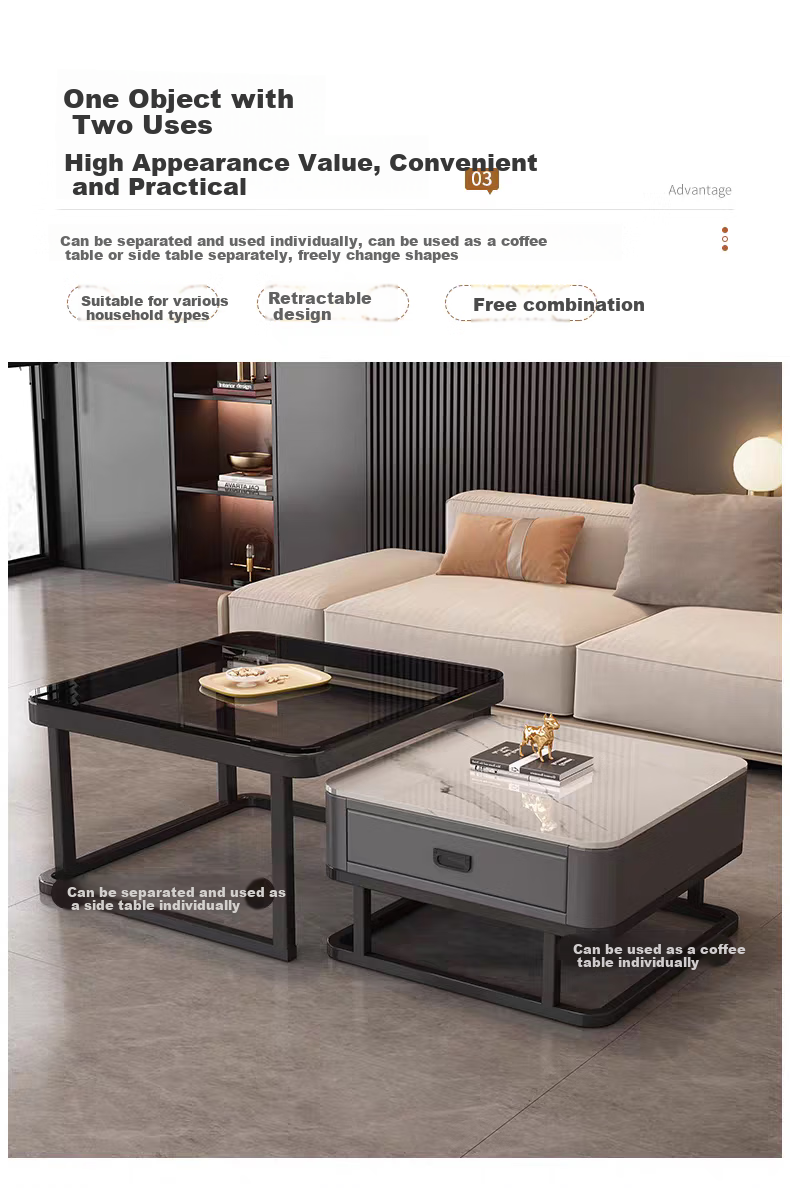 Gupujia Rock Slab Coffee Table, Living Room Modern Minimalist Light Luxury Small Apartment Reception Tea Table, Sofa Glass Side Table, Balcony Small Corner Table 11