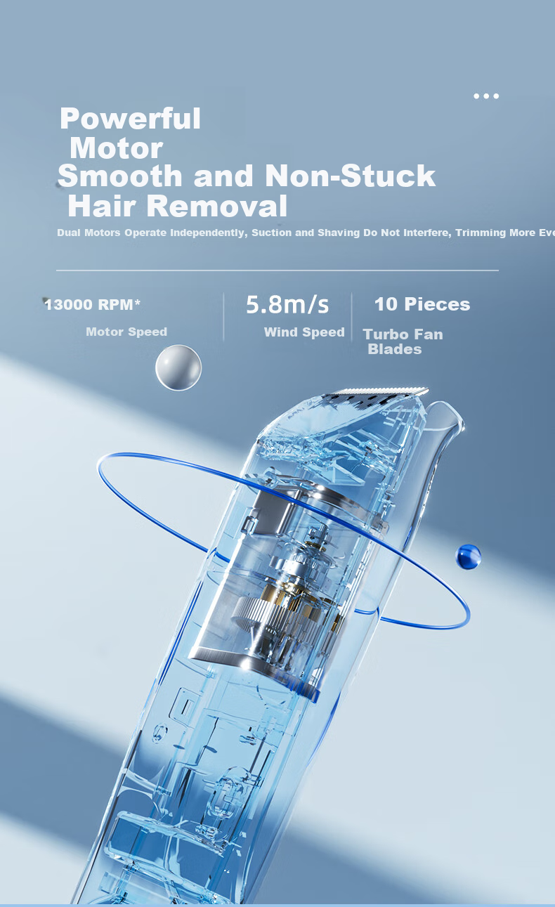 Shiyuejiejing Automatic Hair-Removing Baby Hair Clipper, Children's Hair Trimmer, Waterproof Low-Noise Quiet Hair Cutter Electric Shaver 9
