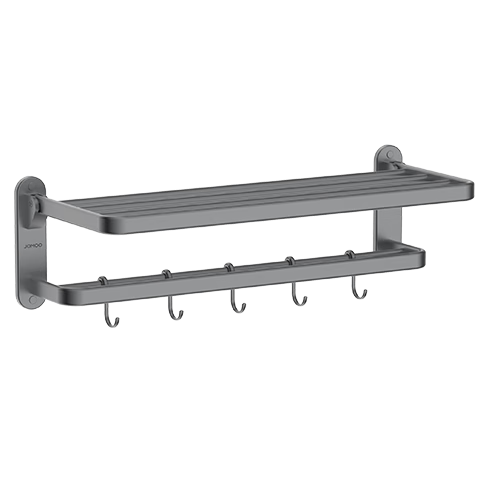 JOMOO Foldable Towel Rack Bathroom Storage Shelf Thickened Bathroom Shelf New Gun Gray Bath Towel Rack 936024-P01