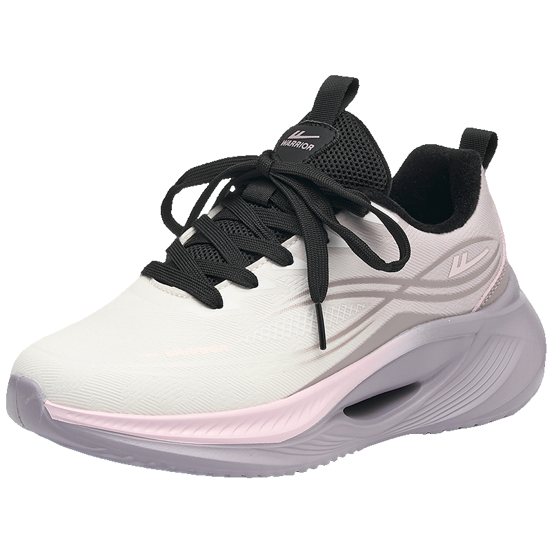 Warrior Women's Fleece-Lined Thickened Sports Shoes 2025 Winter New Warm Shoes Women Beige Gray Pink (Fleece-Lined) Size 39