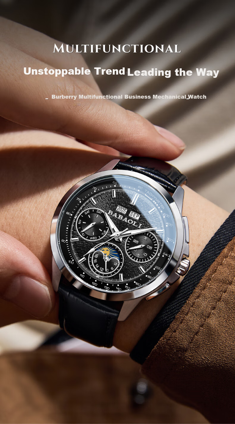 Babaoli Brand Men's Watch, 2026 New Model Fully Automatic Mechanical Watch with Luminous Dial And Date Display, Top Ten Birthday Gift for Boyfriend 2
