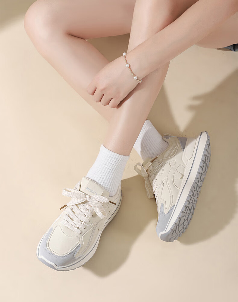 MEXICAN Women's Skate Shoes White Casual Sports Dad Sneakers Red Beige Size 35 11