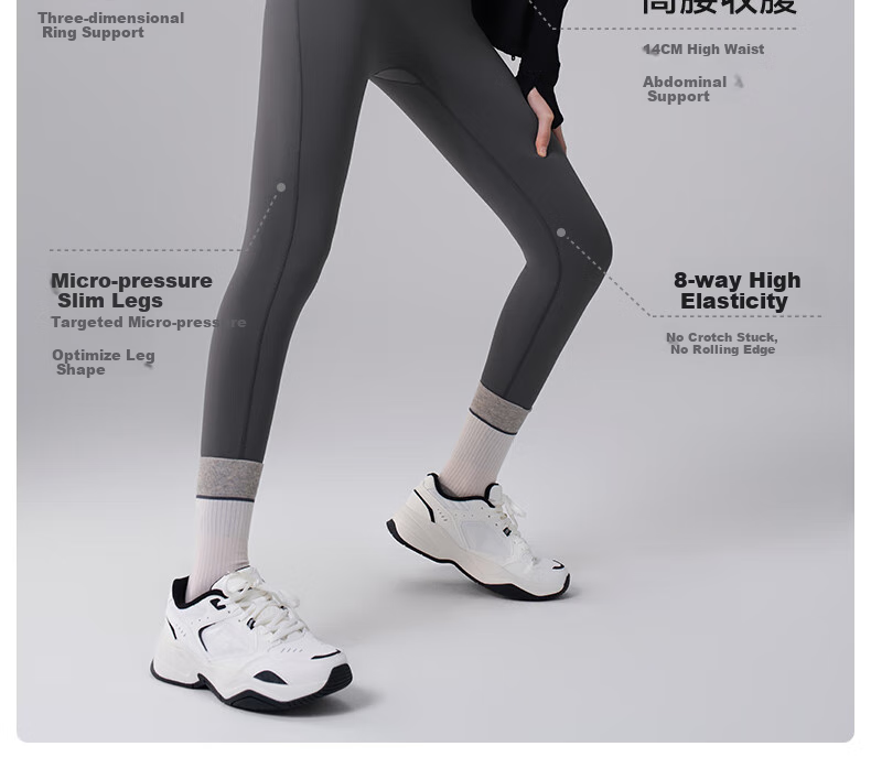 Guniangjia [Liu Haocun's Choice] Shark Leggings for Women, High-Waisted Tummy Control And Butt-Lifting Shaping Yoga Pants, Nine-Point Capri Leggings 4