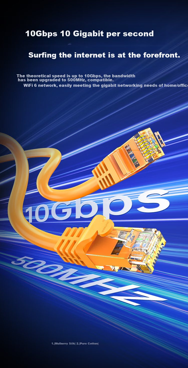 CHOOSEAL Cat6A Unshielded Twisted Pair Cable, 10 Gigabit High-Speed, Single-Strand Pure Copper Core, Engineering And Home Network Patch Cable, Orange, 3 Meters, QS2668C 3