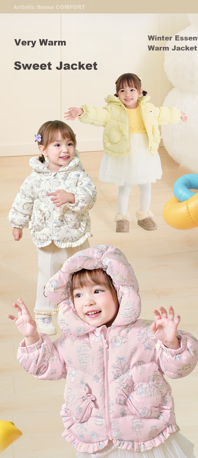 BALABALA Children's down Jacket, Girls' Winter Thickened Coat, Warm Baby Outerwear, Nordic Style Baby Girl 1