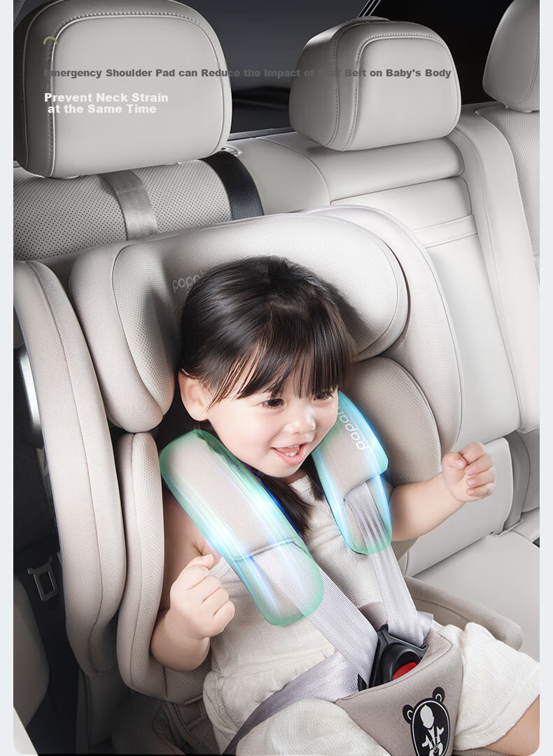 Babachaorenpapahero Child Safety Seat for Ages 1-12, Foldable Height-Increasing Pad, Portable Car Seat, New National Standard 9
