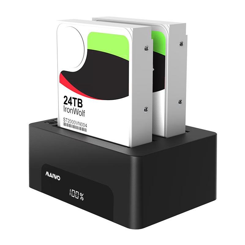 MAIWO 2.5/3.5-Inch Dual-Bay Mechanical Hard Drive Enclosure Base, USB3.0 External Hard Drive Cloner, Serial Mechanical/solid State, Digital Display Cloning Progress, K3082A