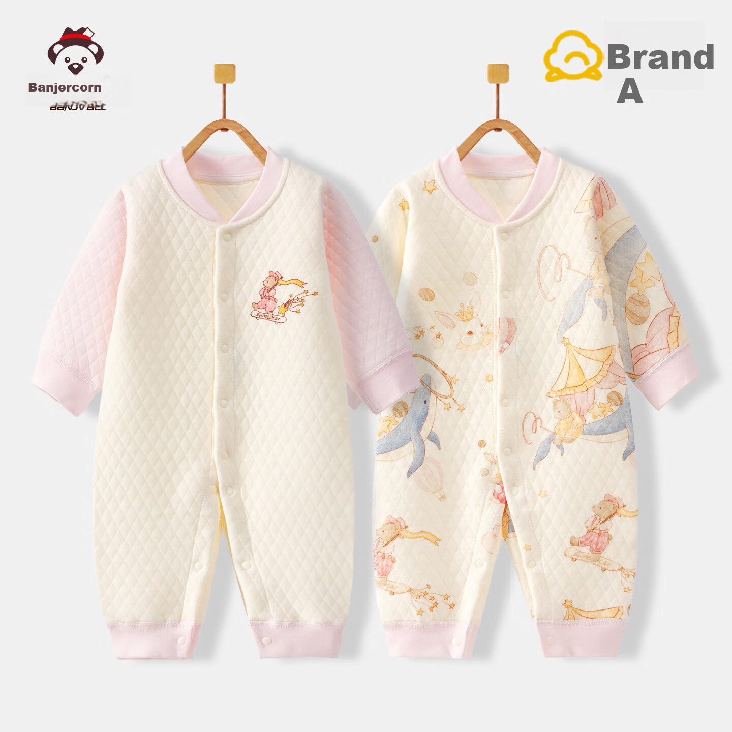 Banjvall Baby Clothes Spring And Autumn Quilted Onesie, Infant Warm Romper, Crawling Suit, Pajamas 59