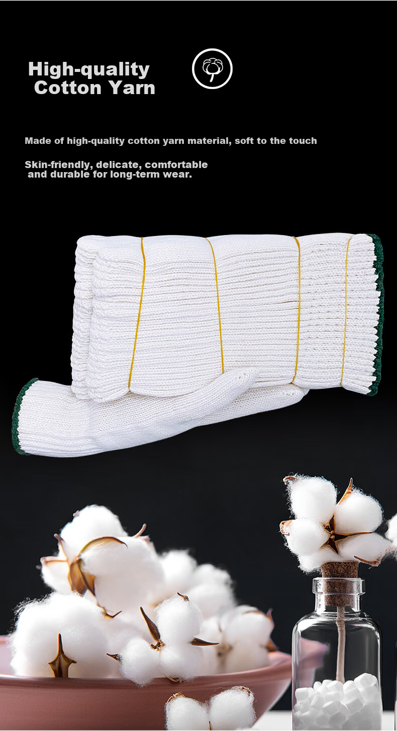 Shengfang Gloves, Labor Protection, Wear-Resistant, Work Anti-Slip, Cotton Padded, Thickened White Cotton Yarn, Construction Site Gloves, 800G Thickened, 24 Pairs 3