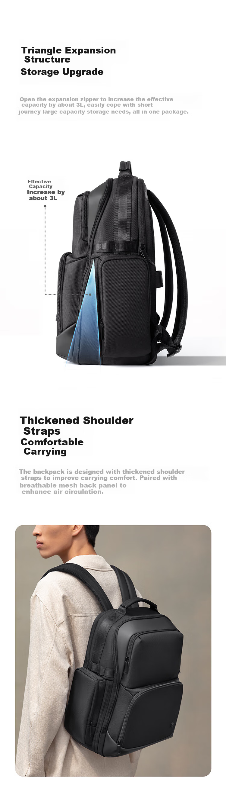 Mijia Xiaomi Laptop Bag, Men's Backpack, Business Large Capacity Backpack, Notebook Commuter Bag for Women, Schoolbag, Blue 3