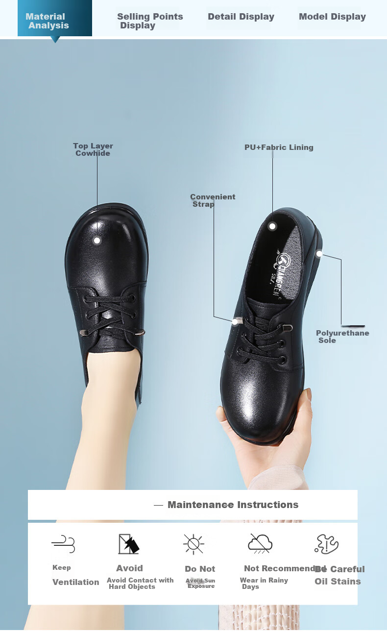Qiangren Comfortable Women's Flats, Top-Grain Leather, Breathable Simple Casual Shoes, JDLA73219, All-Season Style, Size 35 3