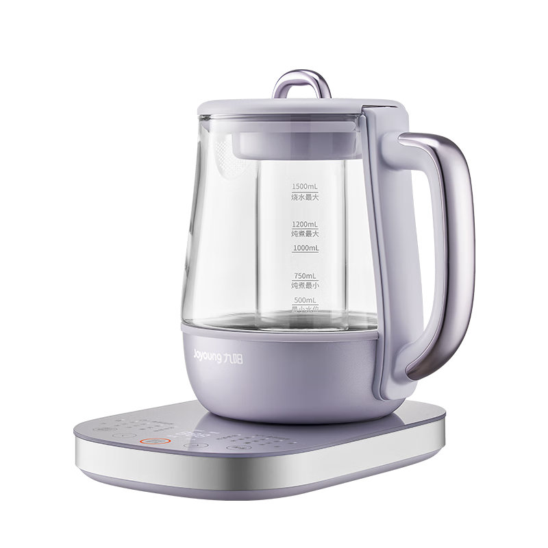 Joyoung 1.5L All-Glass Boiling and Brewing Health Kettle Tea Maker 0 Glue Glass Filter Stewing Pot Flower Tea Kettle Water Boiling Insulated Automatic Constant Temperature Electric Kettle 15WY10J