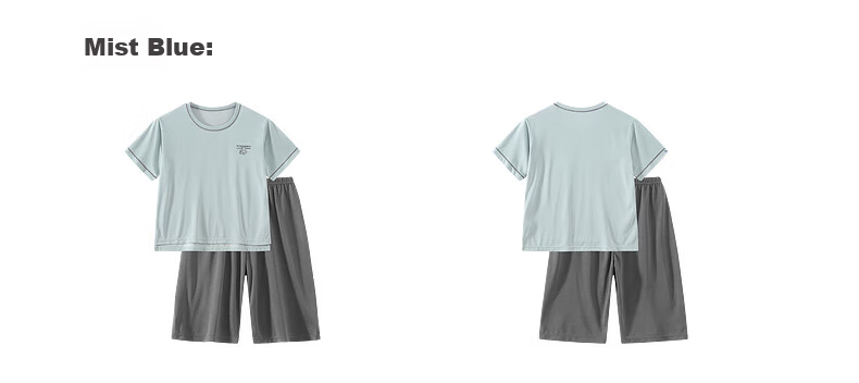 Zhimu Boys And Girls Home Wear Set for Older Children, Short-Sleeve Shorts, Cloud Purple, Size 110 17
