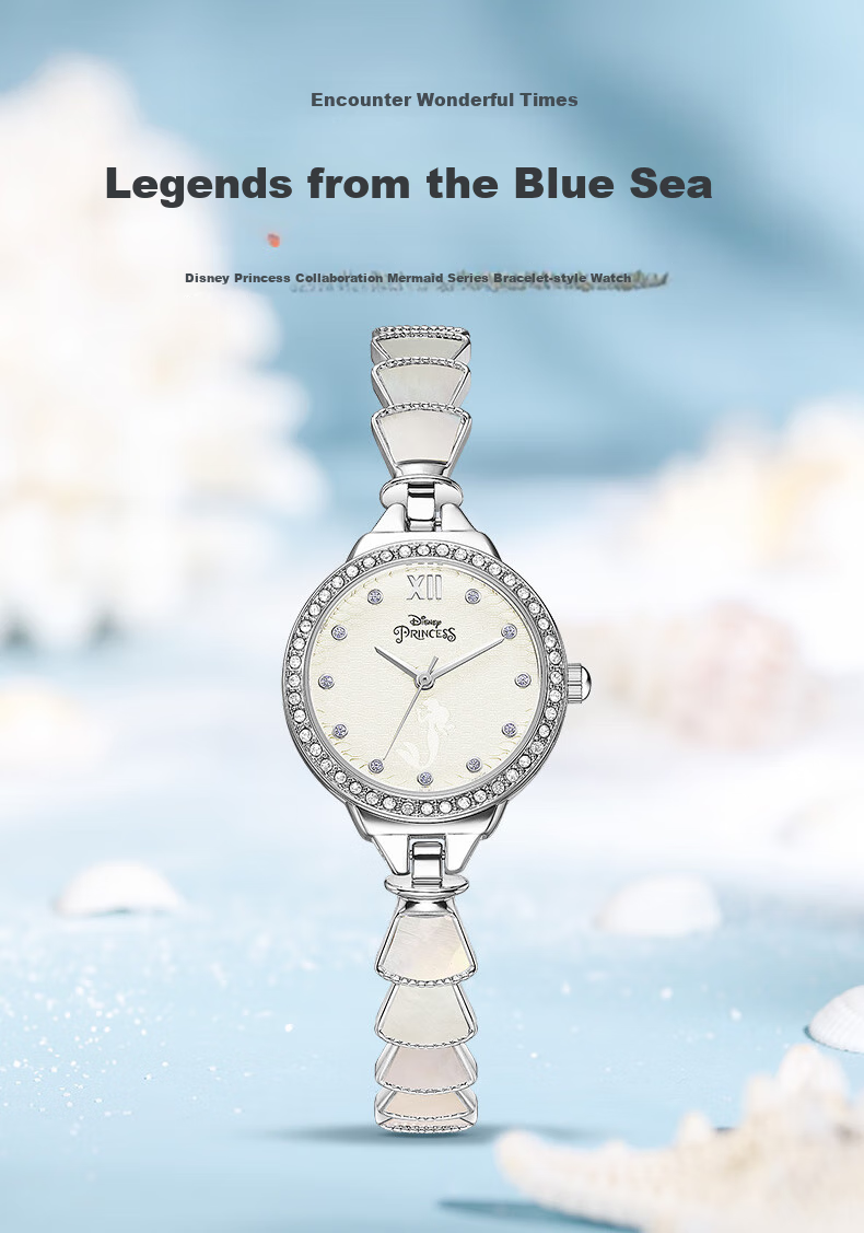 Disney Mermaid Bracelet Watch for Women, Luxury Niche Waterproof Ladies Wristwatch, Birthday And Valentine's Day Gift for Girlfriend 2