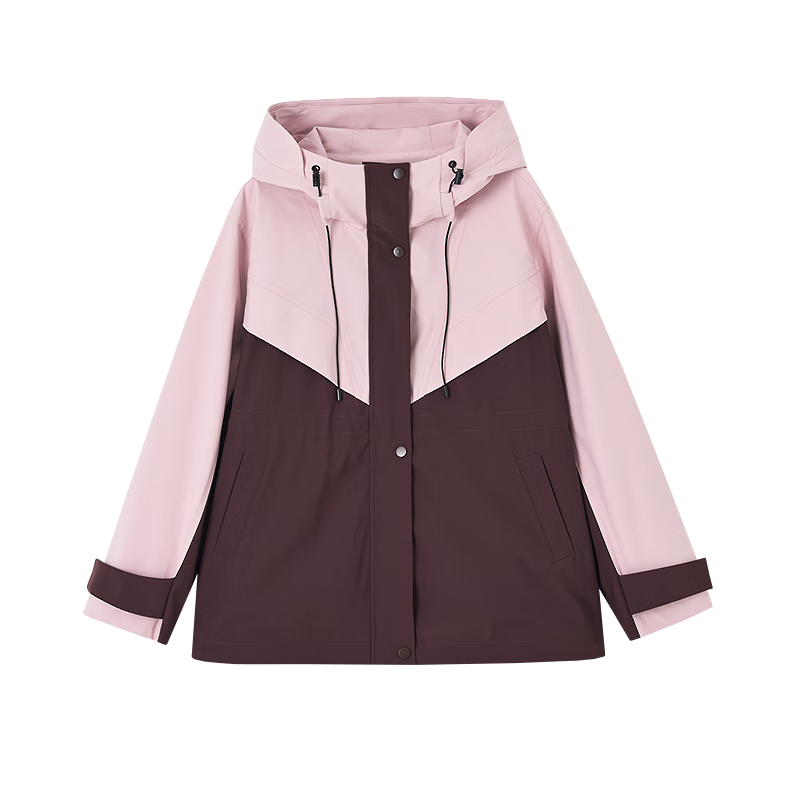 Demana [Three-proof Black Technology] Spring and Autumn Jacquard Nordic Cotton Lightweight Outdoor Hooded Color-block Drawstring Women's Jacket