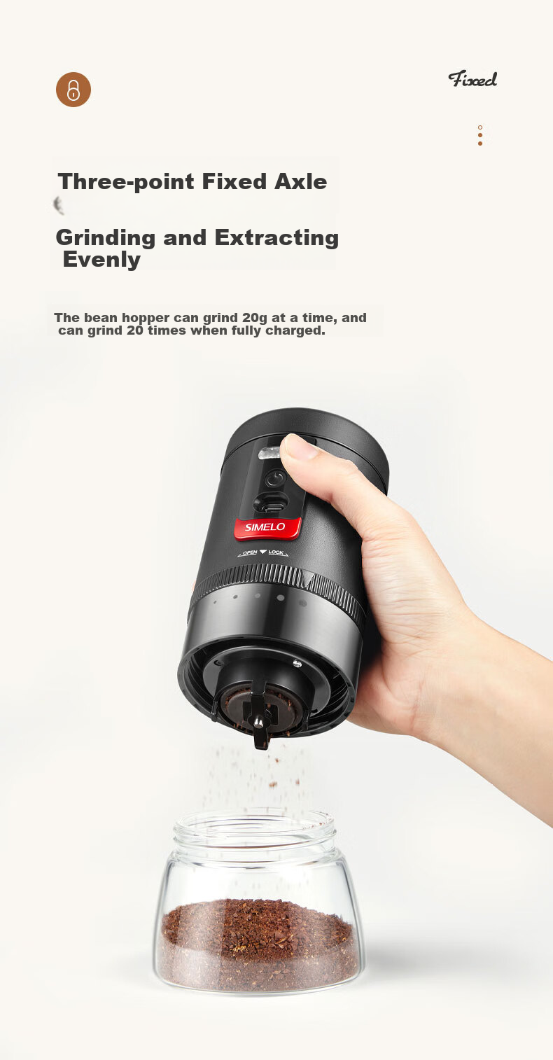 SIMELO Electric Coffee Grinder, Home Use Coffee Bean Grinder, Portable Hand-Cranked Coffee Machine, Mid-Autumn Festival Gift 11