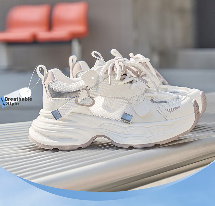 Josiny Chunky Dad Shoes, 2026 New Popular Style, Zodiac Year Outfit, Trendy Casual Sneakers, New Year Gift, Beige/red, Size 36 2