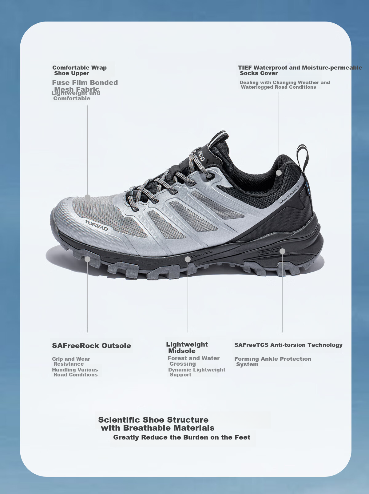 TOREAD Waterproof Hiking Shoes for Men, Autumn And Winter Outdoor Mountaineering Shoes, Non-Slip Comfortable Casual Sports Shoes TFAABN91766 1