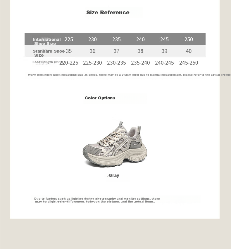 ZHR Dad Shoes for Women, Thick-Soled Lightweight Comfortable Sneakers, Petite Retro Versatile Casual Shoes IF91 Gray Size 36 6