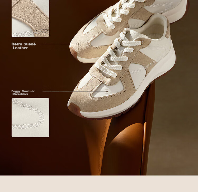 KISS CAT Ququeide Training Shoes, Forrest Gump Shoes, Thick-Soled Training Shoes, White Sneakers for Women KA64150-54, Oatmeal Color, Size 37 18