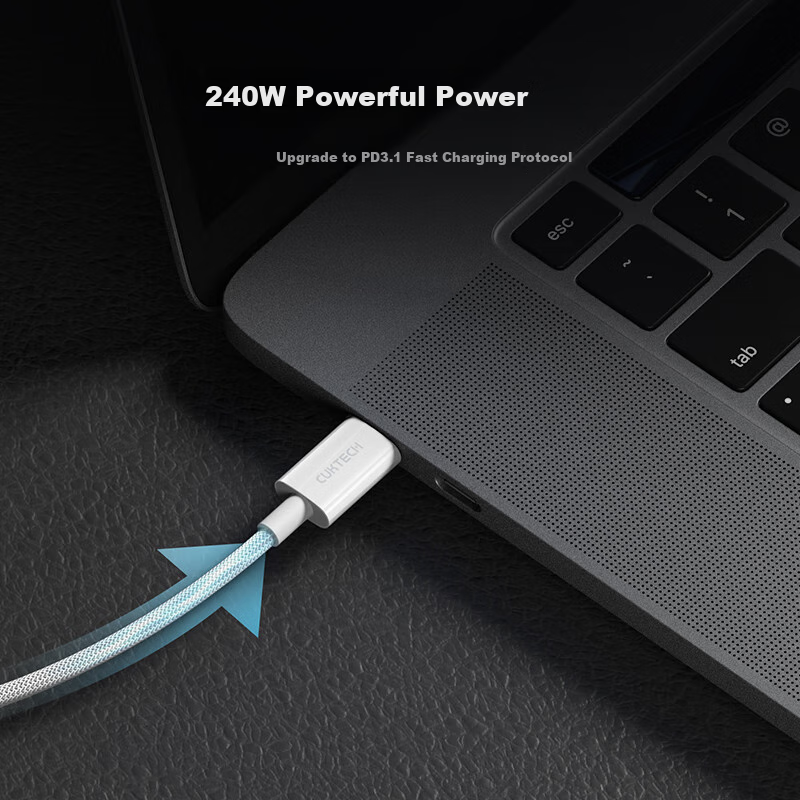 CUKTECH Kuteke Charging Cable, Type-C Data Cable, 240W High Power PD3.1 Fast Charging, 5A Data Transfer, Ctoc Braided, Suitable for Xiaomi, Apple, 18 Huawei Phones, Laptops
