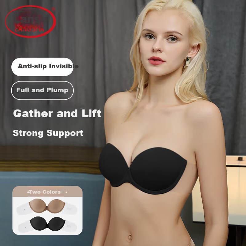 LangSha Breast Petals, Women's Summer Breast Pads, Strapless Bra for Large Breasts, Wedding Dress, Formal Wear, Push-Up for Small Breasts, Invisible Lift
