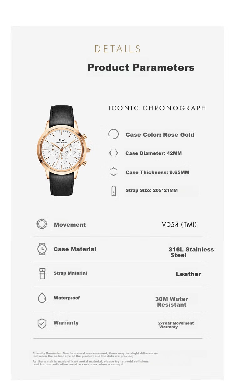 DanielWellington DW Men's Watch, Three-Eye Chronograph, Business Stainless Steel Quartz Wristwatch, Birthday Gift for Boyfriend, DW646 10