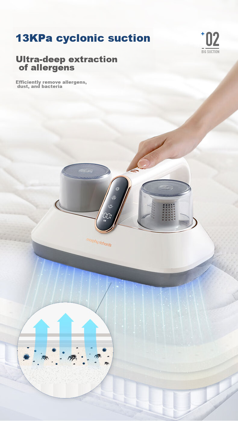 Morphyrichards Dust Mite Remover, Wireless Handheld Bed Mite Remover And Vacuum Cleaner for Home Use, Powerful Beating Dust Mite Removal Machine with UV Light for Bed And Room Disinfection MR3100 8