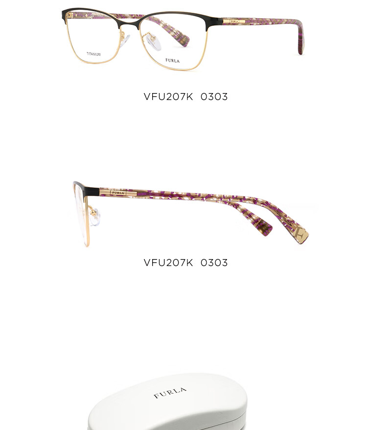 FURLA Women's Full-Frame VFU254 Fashionable Commuter Myopia Optical Glasses Frame 530891 Optical Glasses 7