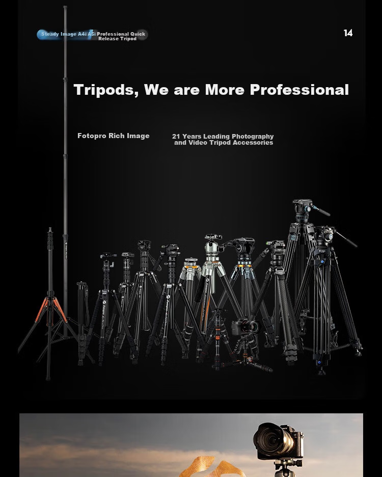 Fotopro A5i+55QS+SJ-85, Buckle Design Panoramic Ball Head, Variable Monopod, Mirrorless Digital Camera Photography Tripod, Feather Gray 17
