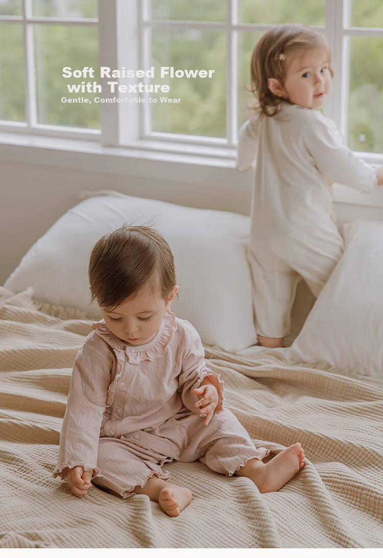 Guaiqixiong Infant Pure Cotton Onesie, Spring And Autumn Long-Sleeve Bodysuit for Baby Girls, Seamless Home Romper, Crawling Suit, Base Layer, Spring Outfit, Pajamas 1