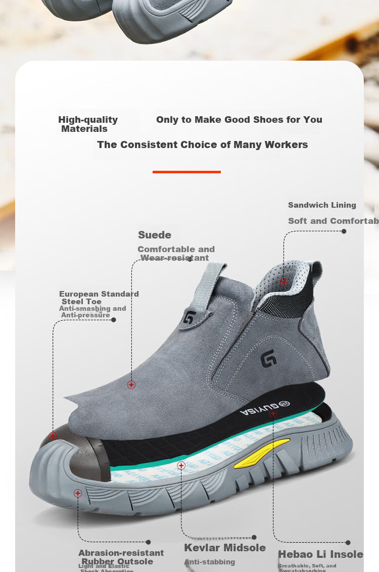Jingtu Welding Safety Shoes for Men, Summer Breathable Steel Toe Cap Anti-Puncture Spark-Proof Work Shoes 3005 Size 42 4