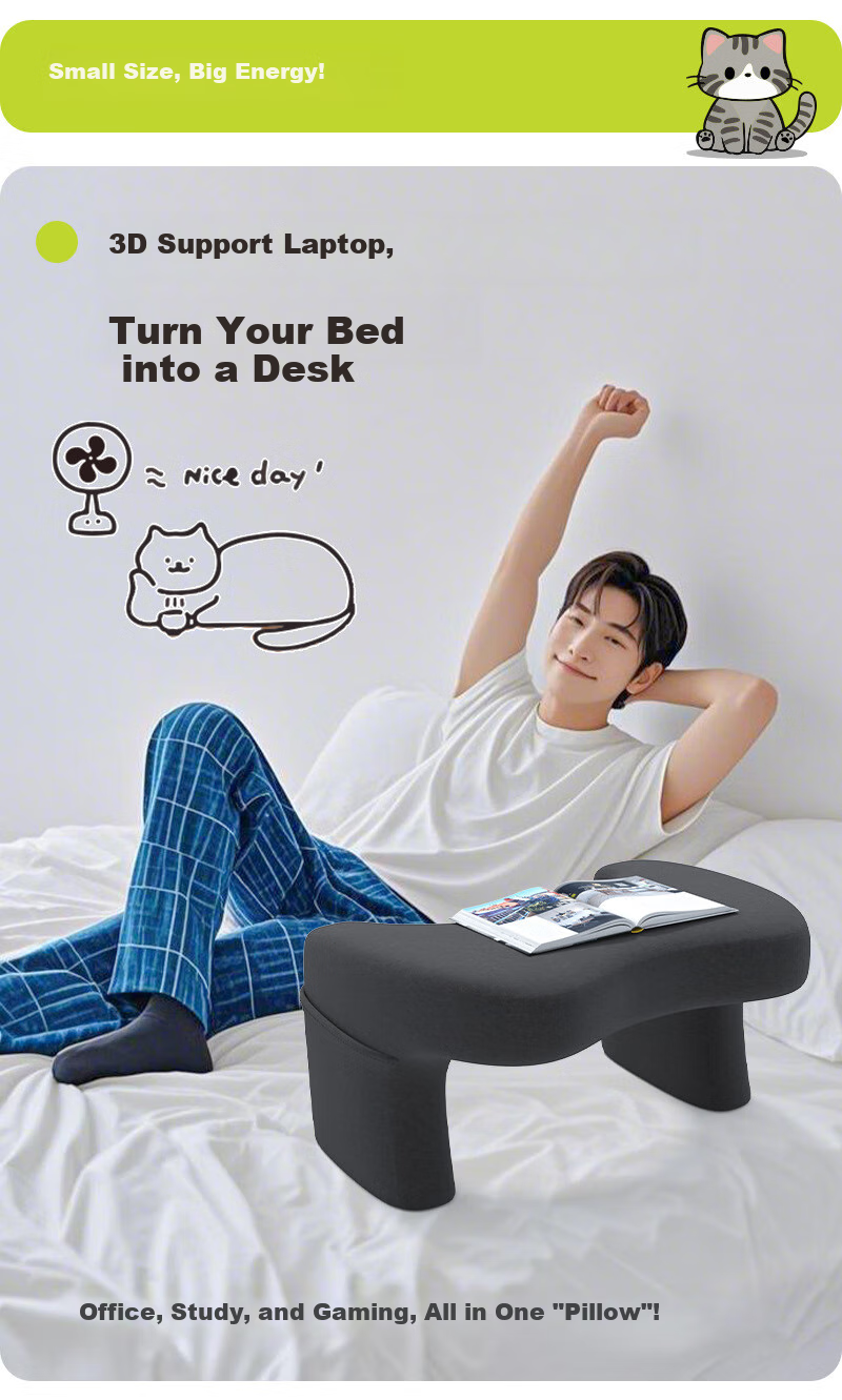 Mixiaoshu Bed And Desk Lazy Functional Gaming Reading Pillow, Elderly Backrest, Student Study Home Computer Desk Bedroom Desk Cushio 3
