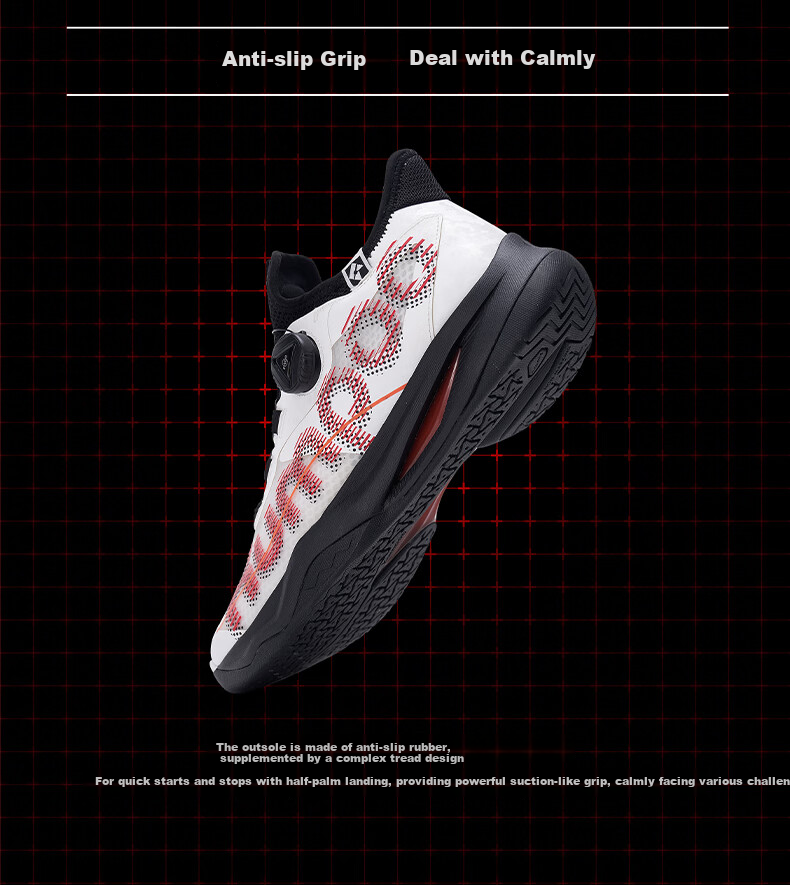 Kumpoo Badminton Shoes, Breathable, Shock-Absorbing, Non-Slip, Wear-Resistant, Xunfeng Professional Thick Yi PRO KH-G826S, White Red Black, Size 40 8